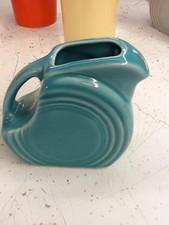Fiesta Ware Homer Laughlin Iconic Turquoise Glaze 3" Mini Disc Pitcher RARE