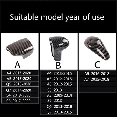 2x Decorative Carbon Fiber Style Shift Knob Cover fits Audi A4L A5 A6L A3 Q7 Q5L