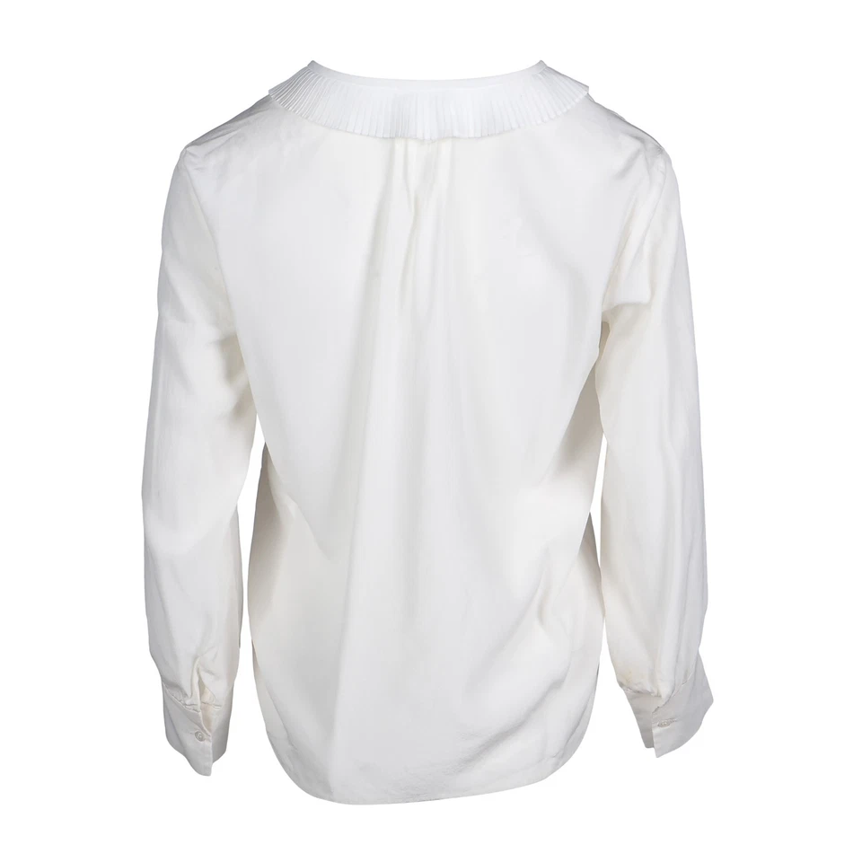 Sandro Paris Women's Blouse Size 1 / S V-Neck Ruffles Silk Blouse SFPTO00227 - Image 4 of 4