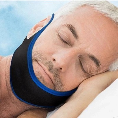 Anti Snoring Sleep Apnea Jaw Solution Snore Stop Belt Cpap Blue Chin Strap