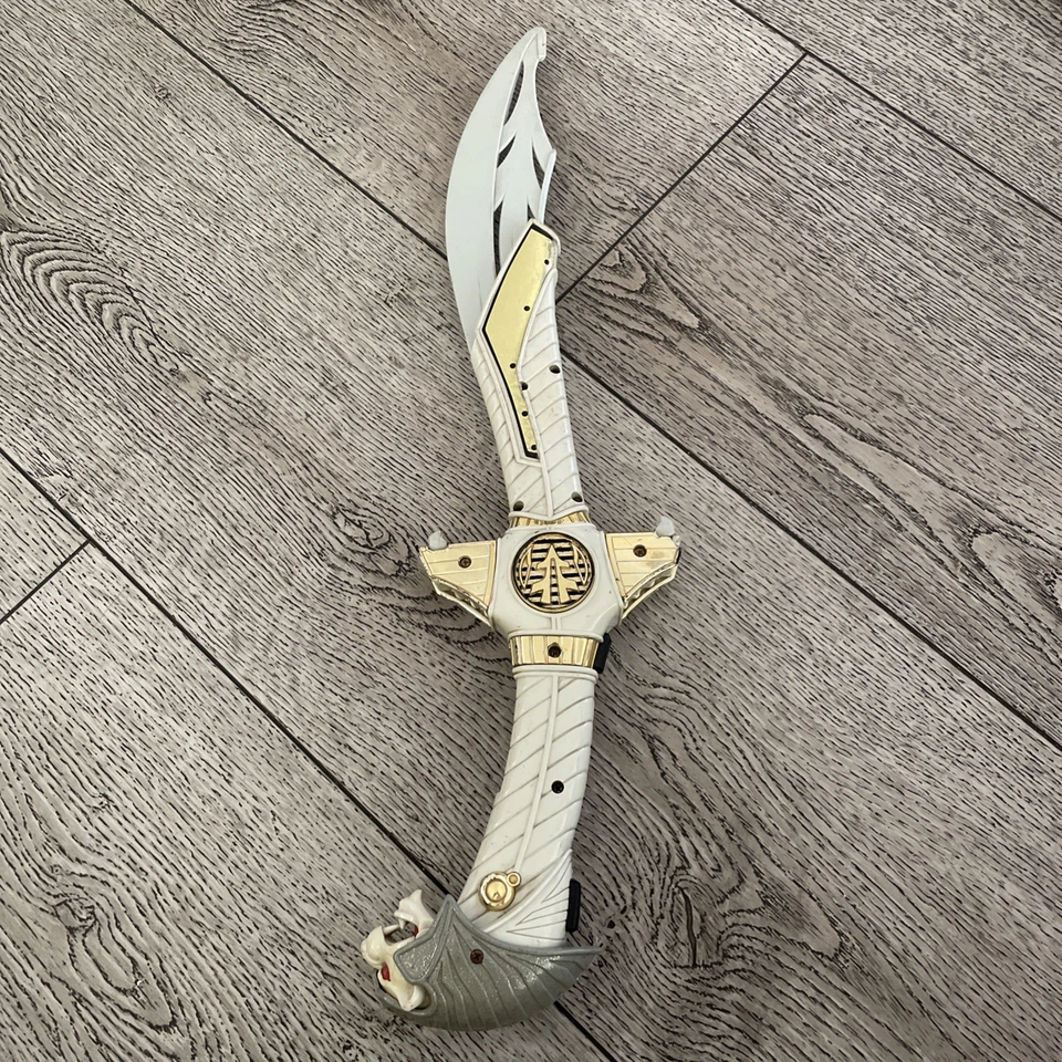 Vintage 1994 Mighty Morphin Power Rangers White Ranger Saba Talking Sword Works - Image 2 of 4