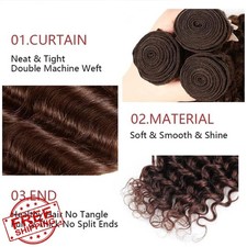  4 Brown Deep Wave Human Hair Bundles, 3pc, 24-28"