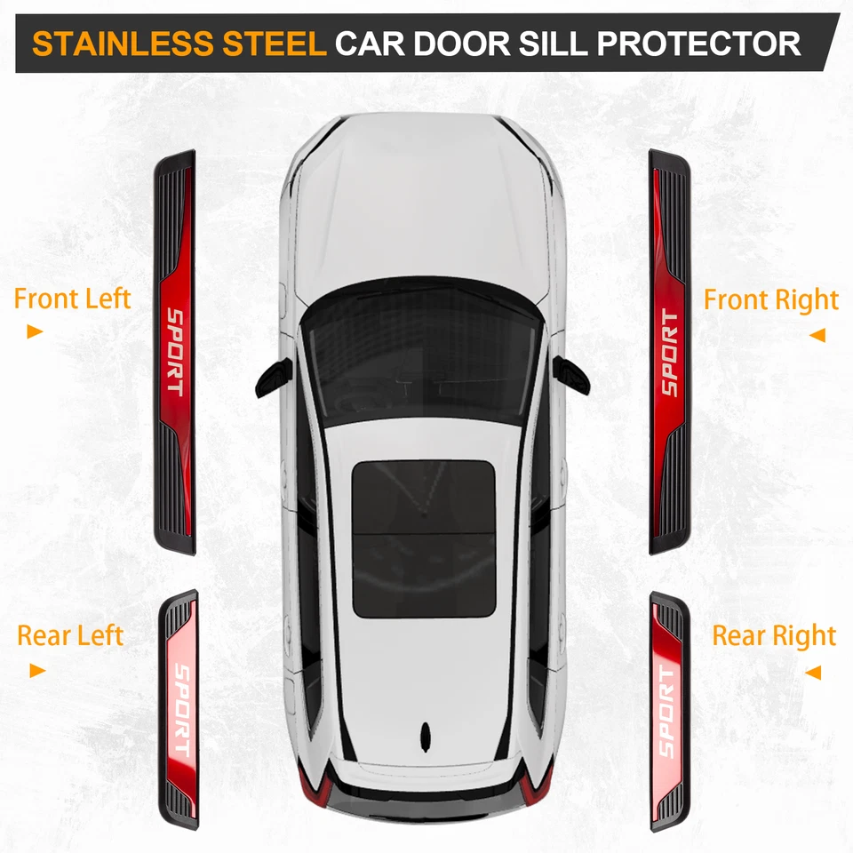 4PCS Car Door Sill Protectors for Toyota Accessories Door Sill Strip Scuff Plate Foto 3 de 4