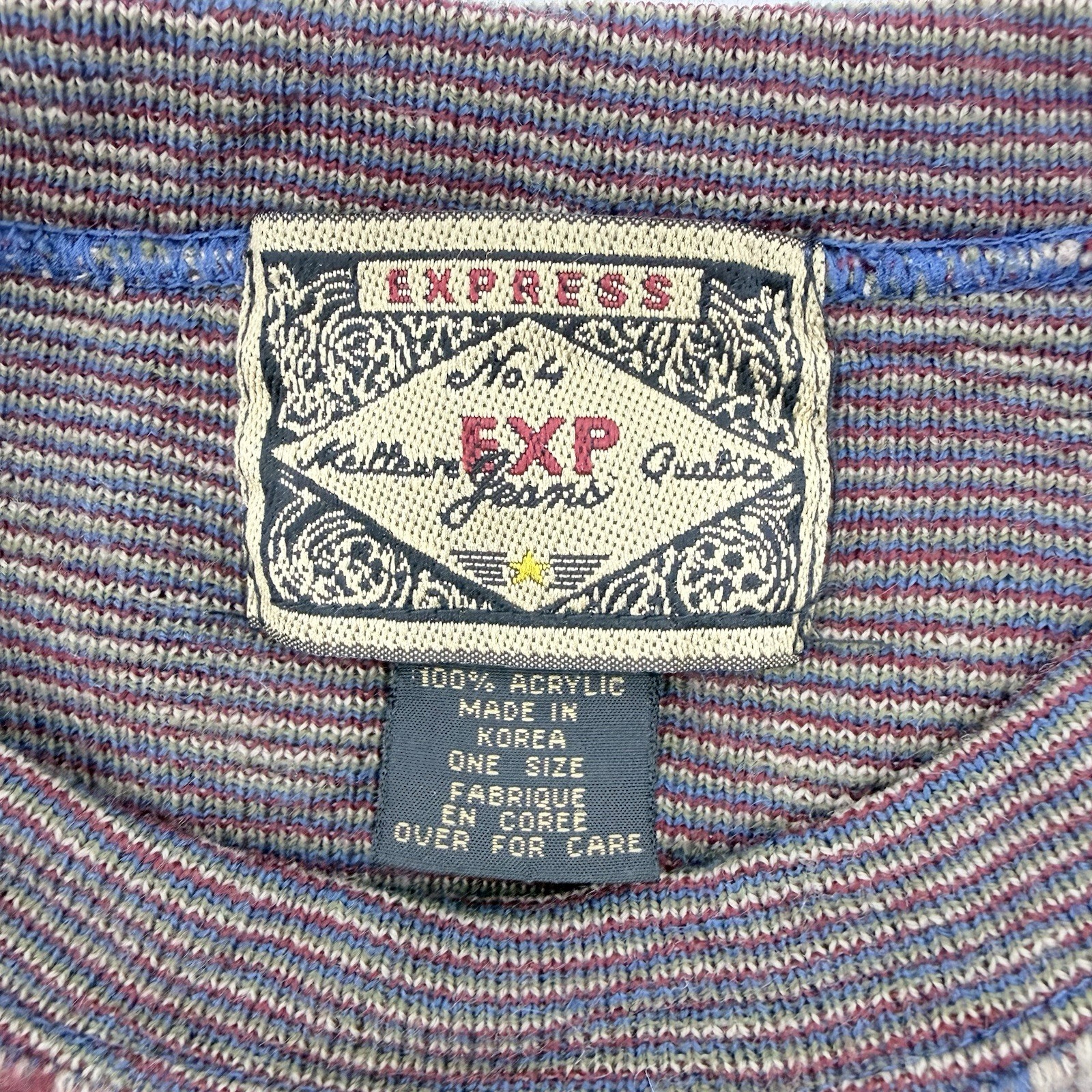 Vintage Express Patchwork Knit Fuzzy Sweater OS B… - image 4