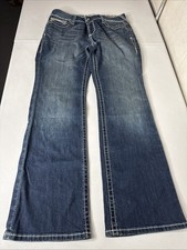 Women's ARIAT REAL Whipstitch Boot Bootcut Mid Rise Ocean Jeans Size 31s AR0319