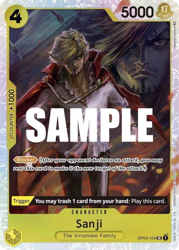 One Piece Sanji (104) (OP04-104/202) OP04 Kingdoms of Intrigue NM FOIL