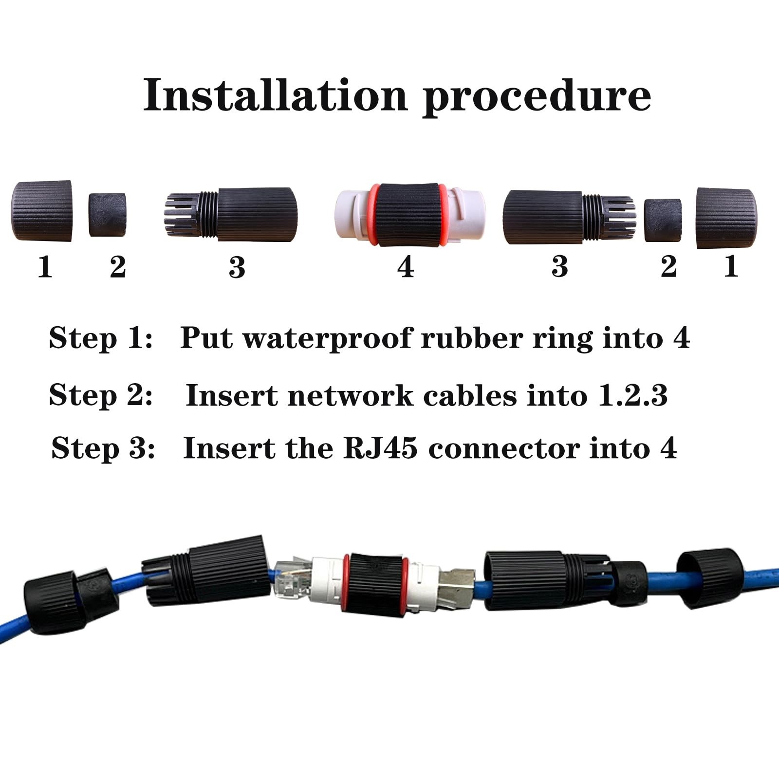 Waterproof RJ45 Coupler for Cat6/Cat5e/Cat5 Outdoor Ethernet LAN Cable Wire, ...