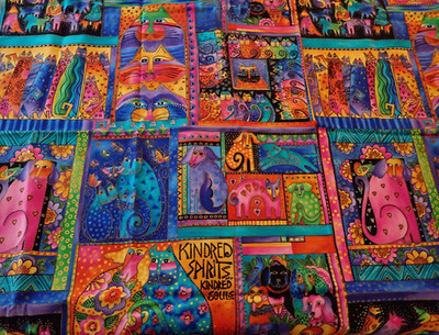 RARE ''Felines & Canines'' by Laurel Burch Clothworks Quilt Fabric-Kindred Spirits