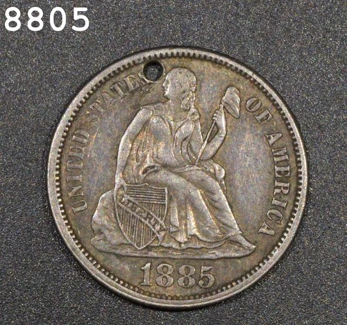 1885 Liberty Seated Dime "Love Token"