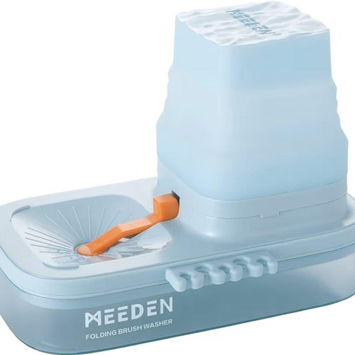 Meeden Foldable Brush Cleaner, Portable Silicone & Plastic, Blue, Used