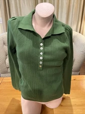 FRNCH Sweater Womens L Green Knit Pullover La Maille Paris Ladies Outdoors