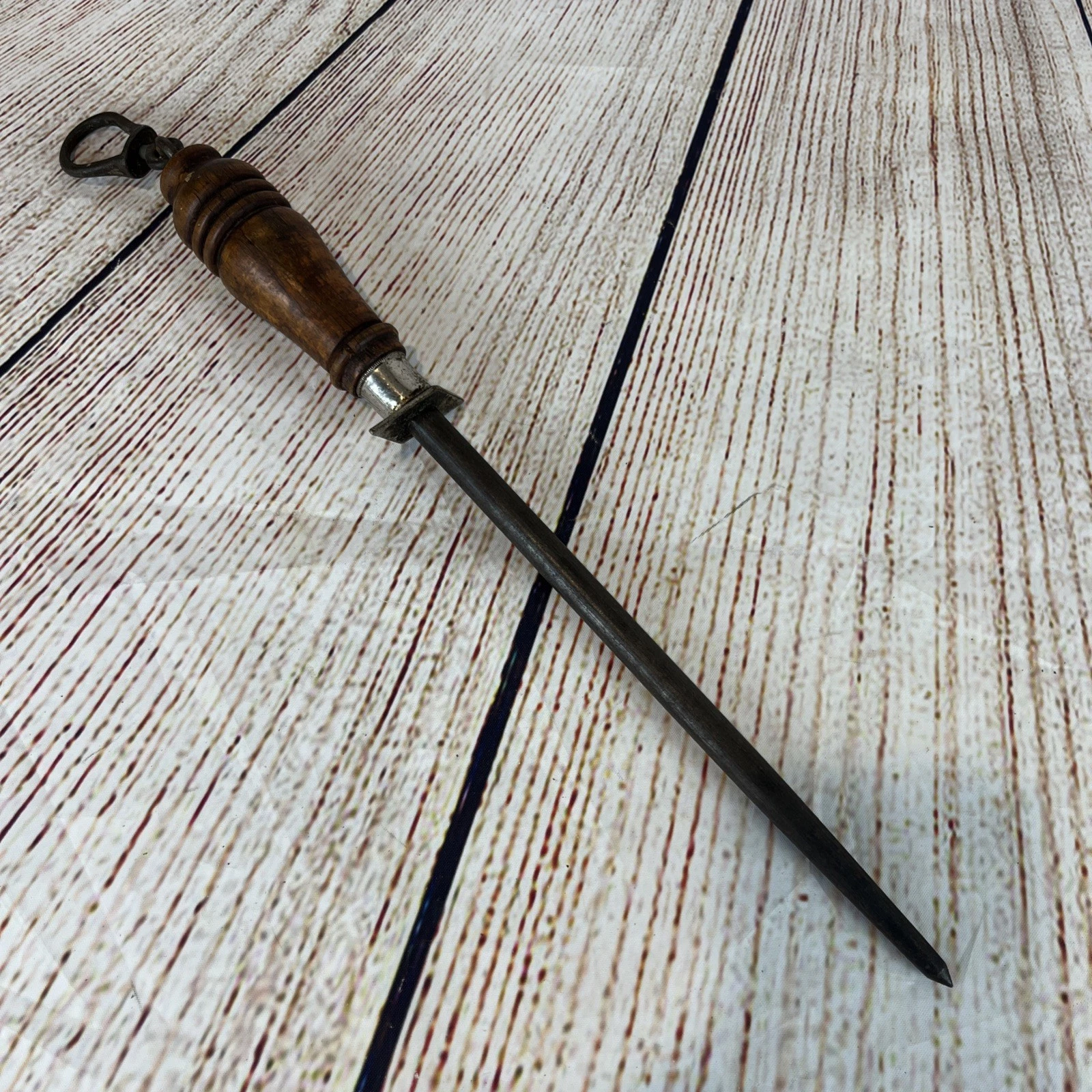 Keen Kutter Sharpening Steel Honing Rod Wood Handle Swivel Hanger Steel Butcher