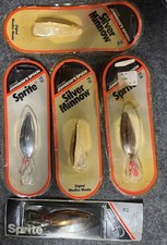 5 pc Lot Of Johnson Sprite & Silver Minnow Gold, Silver, & Copper Spoons