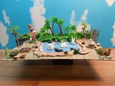 Presepe – Scenografia - Diorama - Oasi con cigni e papere selvatiche 20x30