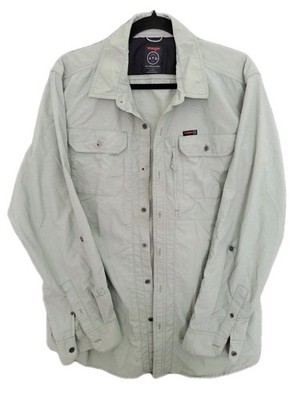 Wrangler ATG All Terrain Gear Men Olive Green Long Sleeve Button Up Shirt L