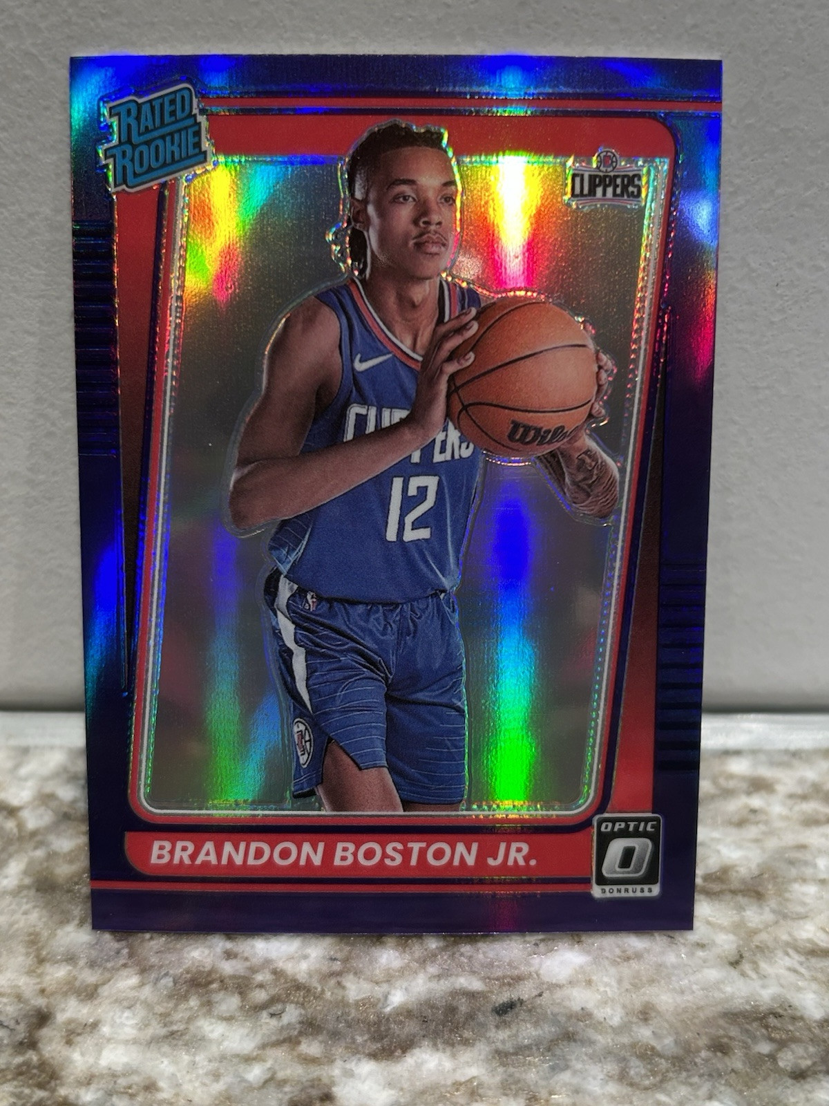 2021-22 Optic Brandon Boston Jr. Purple Rated Rookie RC No. 189