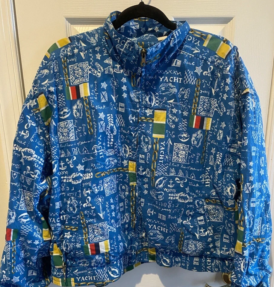 Chaqueta Lizsport Vintage Mujer Extra Grande Azul Vela Náutica Malla Forrada Años 90 Foto 3 de 4