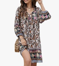 Bluetime Women Casual Boho Summer Dress Black XL