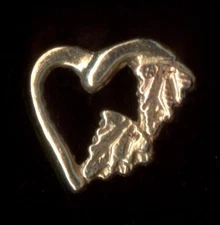 10K 7mm Solid Yellow Rose Gold Free Floating Heart Leaf Petal Pendant Charm ~sx