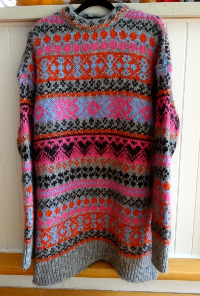 Zara Oversized Colourful Jacquard Knit Women's Jumper Size XL