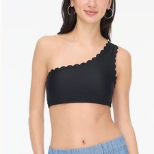 J. Crew Scalloped One-Shoulder Bikini Top Medium Black