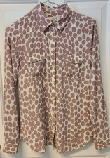 Loft Womens Shirt Top Sz XS Long Sleeve Dots Blouse Comfort Feminine Pockets