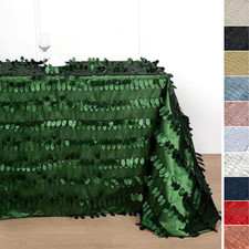 90x156 in Taffeta Rectangle TABLECLOTH 3D Leaves Petals Design Party Decorations