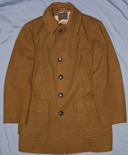 VTG Pendleton 100% Virgin Wool Brown Cruiser Car Coat Jacket Mens Medium USA 60s - Picture 1 of 9
