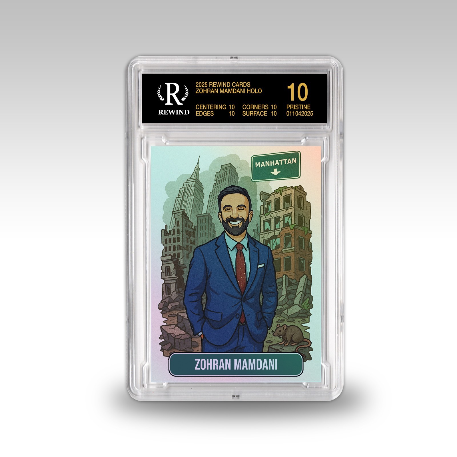 Mayor Zohran Mamdani Holographic Card – Custom Slabbed Display Case