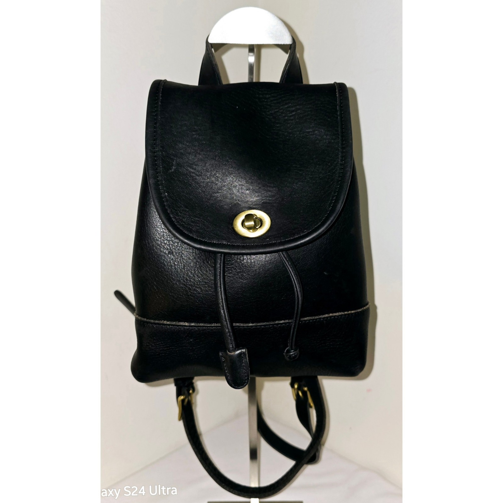 Vintage Coach 9960 Black Leather Weekender Backpack Rucksack Daypack