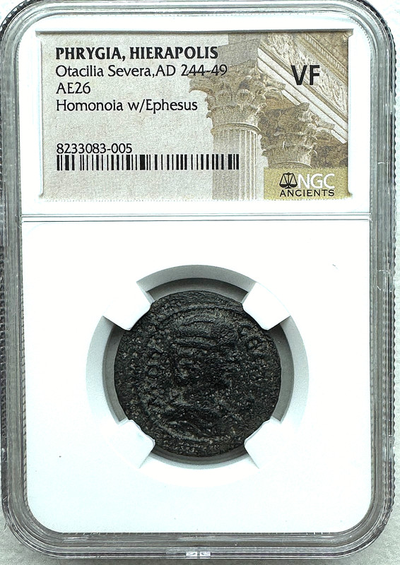 PHRYGIA, HIERAPOLIS - OTACILIA SEVERA - 244-249 AD - AE26 - NGC VF - FREE SHIP!