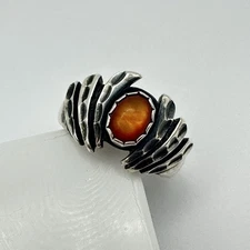 Wheeler Manufacturing WM 925 Sterling Silver Oval Amber Ring Size 5
