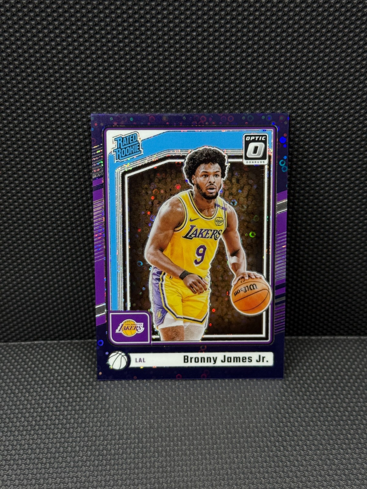 2024-25 Donruss Optic Bronny James Jr. /99 Purple Disco Prizm RC #282 Lakers