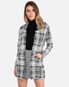 plaid knit blazer