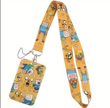 Adventure Time Finn Jake Cartoon Characters Yellow Lanyard With ID Badge Holder
