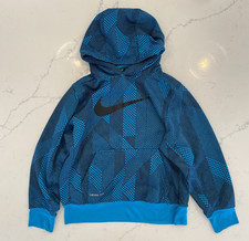 Nike Boys Hoodie Therma-Fit Blue Medium Hooded Sweater Pull Over Pockets Casual