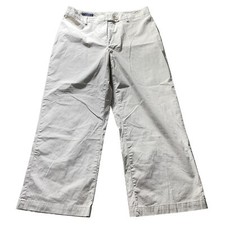 Lands' End Pants Women sz 10 Khaki Chino Natural Fit cotton Lycra spandex wide