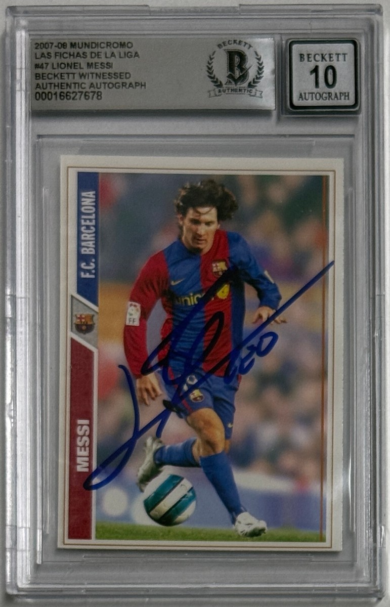 みやびんLionel Messi 2007 直書き直筆サインカード メッシ 2007-08 Mundicromo Las Fichas De La Liga Lionel Messi #47 Beckett