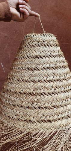 Suspension Moroccan cone shape in doum braided natural fibers - handmade boho - Picture 7 of 10