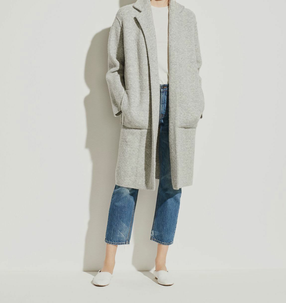 vince notch collar long cardigan
