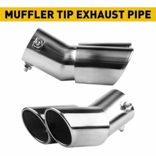 Car Muffler Tip Dual Exhaust Pipe Tail Silver Titanium Stainless Steel Rear