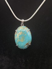 Seltene natürliche instabilisierte Bisbee massive Sterling Silber Kette