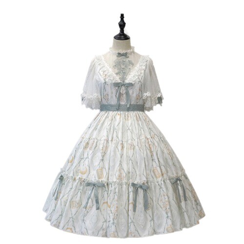 Japanese Sweet Lolita OP Dress WomenVictorian Elegant Moon's Herb