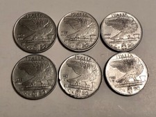 1939-1941 Italia 50 Centesimi 50C / Vitt Eman Coin - Lot Of 6