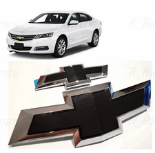 Front & Rear Bowtie Emblem Chrome Black Fit 2014-2020 Chevy Chevrolet Impala