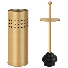 Gold Toilet Plunger with Holder for Bathroom Multi-Drain Quick Dry Caddy