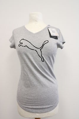 PUMA Damen T-Shirt Heather Cat Tee Shirt Grau Gr.34 XS Neu