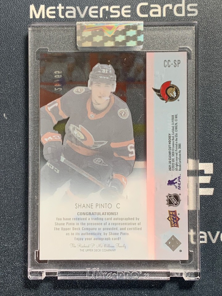 2021-22 Upper Deck Clear Cut Hockey Rookie On-Card Autograph RC Shane ...