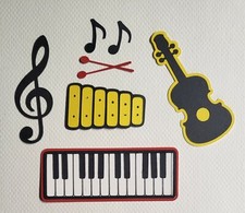 Where Music Begins Instruments. Scrapbook, Card making Paper Piecing.