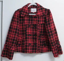 Gorgeous Vintage 1980s Oleg Cassini Women's Red Plaid Jacket Front Pockets Sz L